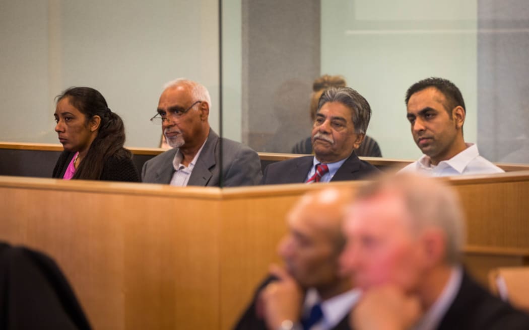 At the Auckland High Court (from left) Amandeep Kaur, a translator, another translator and Gurjinder Singh.
