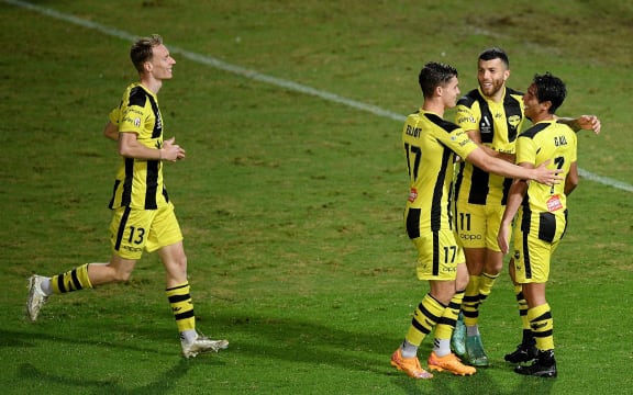 Gael Sandoval of the Phoenix (right) celebrates with teammates.