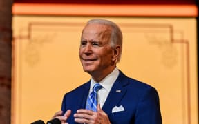 US President-elect Joe Biden delivers a Thanksgiving address at the Queen Theatre in Wilmington, Delaware.