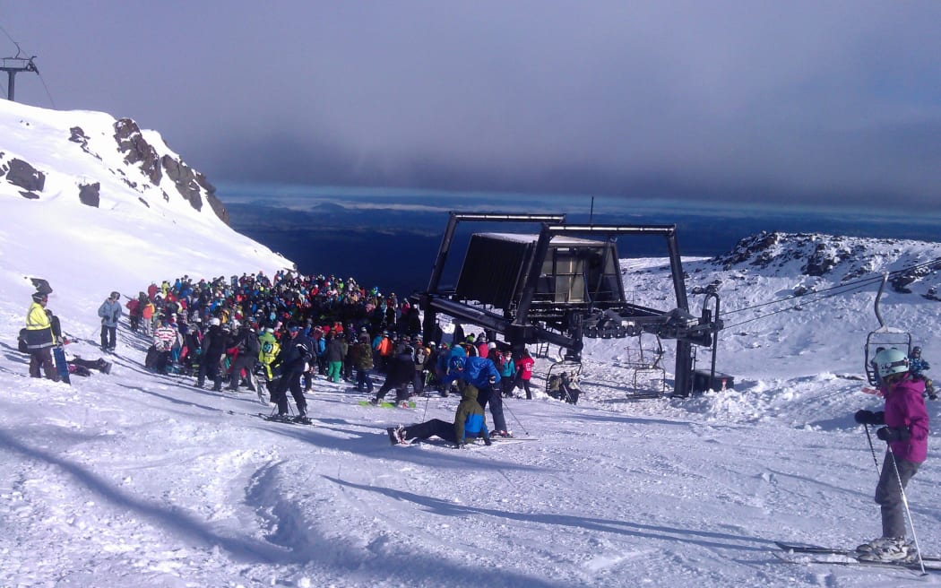 Crowds of skiers flocked to the Turoa field.