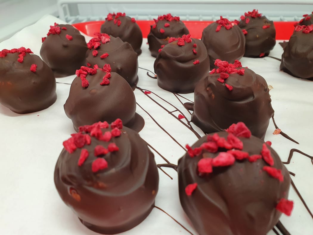 Goat cheese rapsberry bonbons
