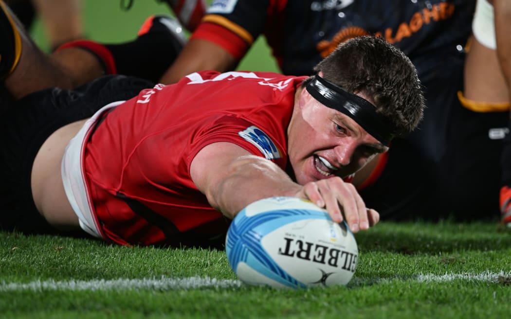 Scott Barrett (Captain) of the Crusaders.
Chiefs v Crusaders, DHL Super Rugby Pacific, FMG Stadium Waikato, Hamilton, New Zealand on the Saturday 23 February 2024. Copyright Photo: Jeremy Ward / www.photosport.nz