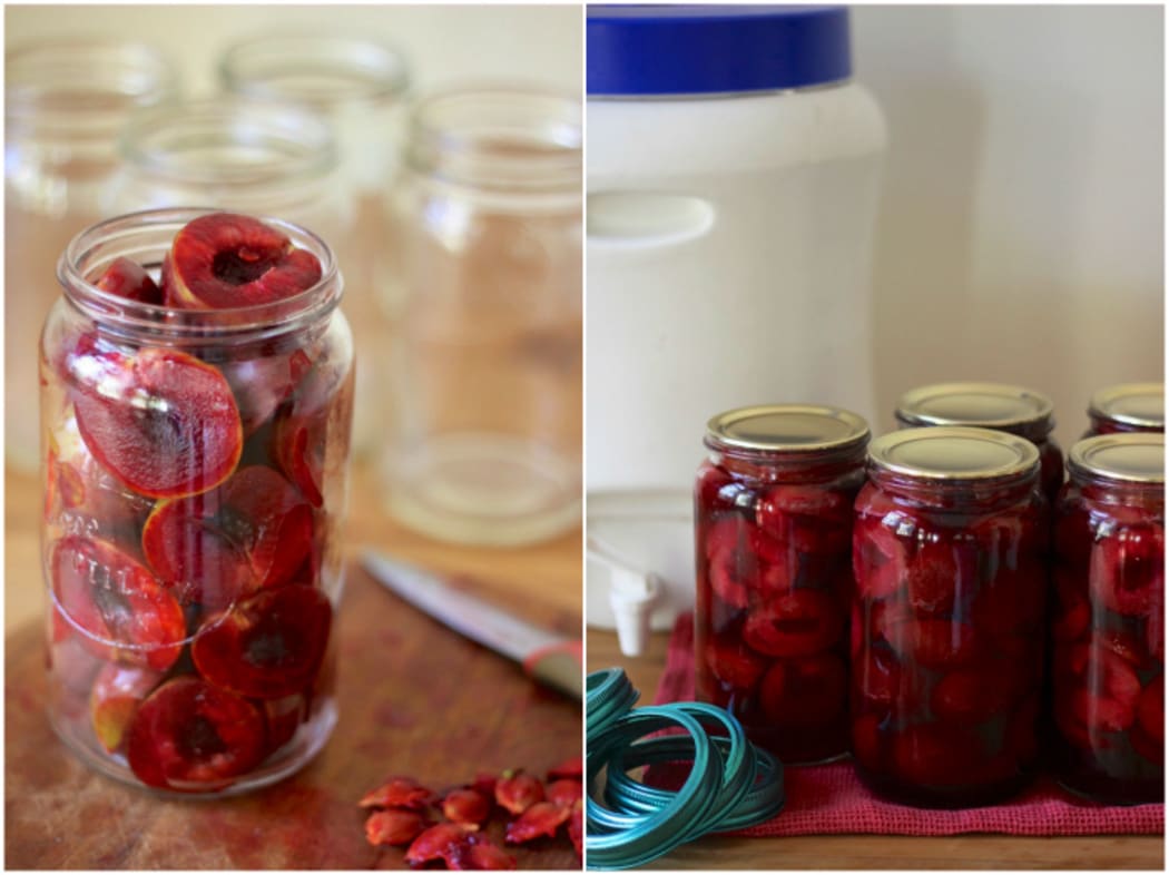 Preserved Fruit Slices in a jar.