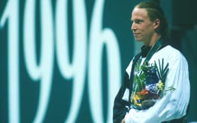 Danyon Loader on the podium. Swimming. Atlanta Olympics 1996.