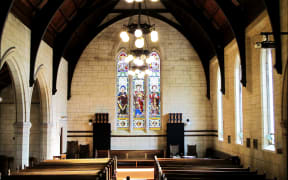 The nave and rear window at St Luke's Church, Remuera, Auckland.