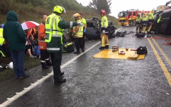 Emergency services at the crash site north of Taupō