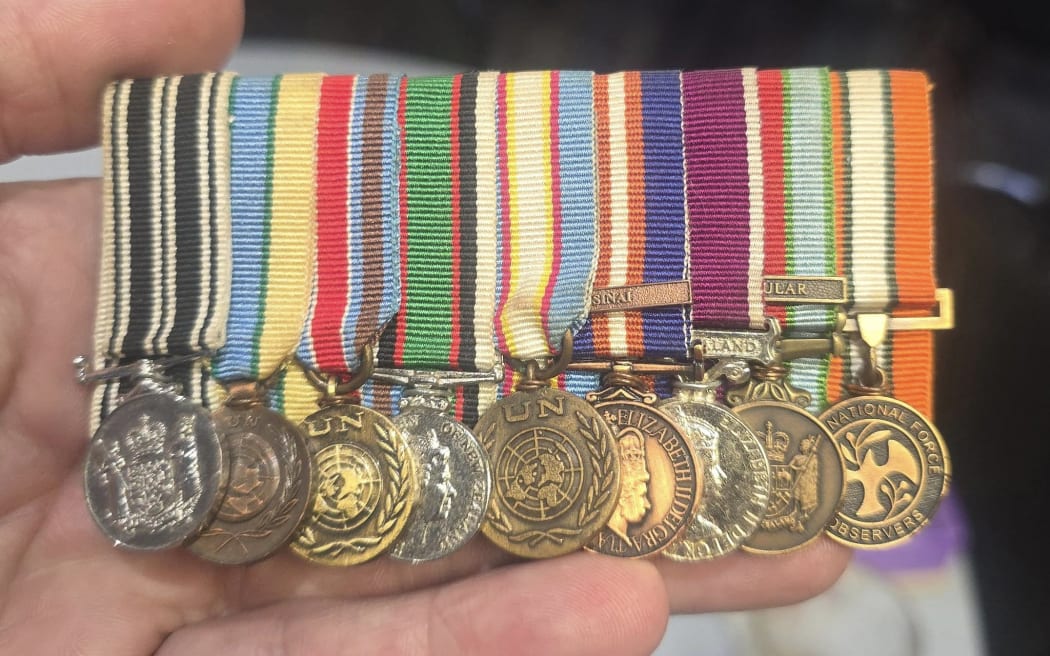 The pic close up of the stolen medals is Supplied by the NZ Remembrance Army.