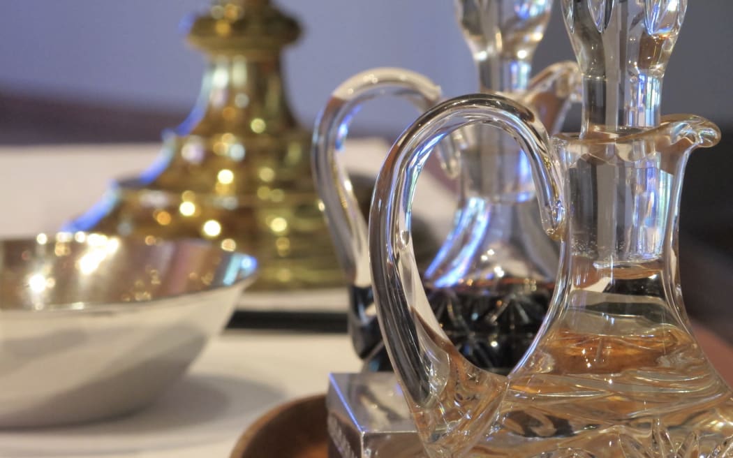 Cruets of wine and water