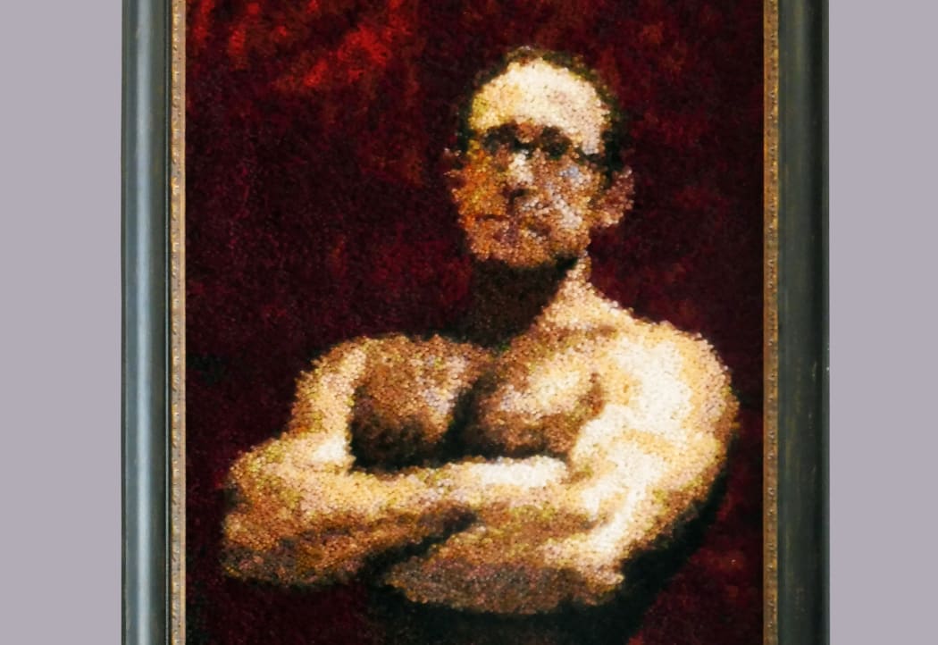 Whanganui artist Mark Rayner's Wallace Art Award-nominated rug depiction of Labour leader Andrew Little.