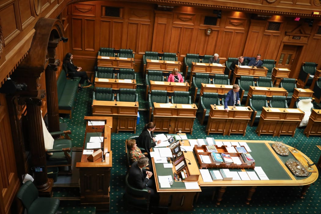 The Annual Review Debate underway in the debating chamber. Deputy Speaker Anne Tolley is chairperson and the mace is under the table to show the House is in committee.