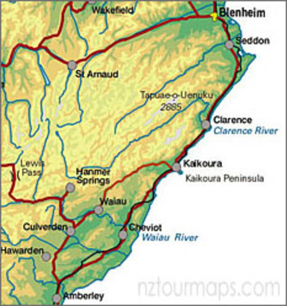 Kaikoura area map