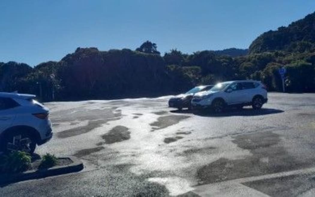 Cafe owner Grant Parrett says visitor numbers plummet in winter and they need all the customers they can get. The car park is pictured in winter.