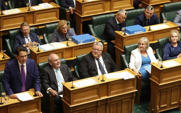 The new National Party leader Simon Bridges in Parliament right after the announcement he had clinched the top spot.