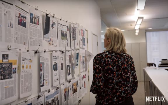 Guardian investigative journalist Carole Cadwalladr at work on the Cambridge Analytica story in The Great Hack.