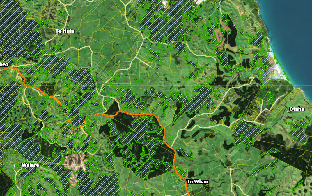 Map of proposed Significant Natural Areas in Far North.