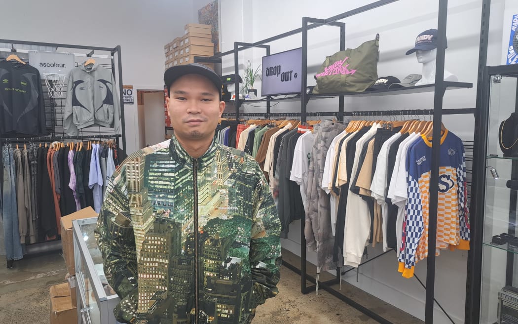 Owner Grant Elliott at his Streetwear store on Broadway.