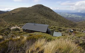 Pouakai hut looking toward the coast - Taranaki