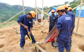 The new Tukuraki village foundations are laid. The village was wiped out by a landslide four years ago.