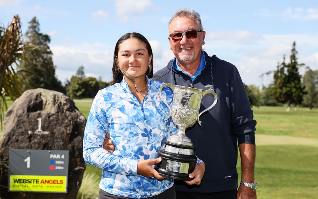 Faith Vui wins the New Zealand Amateur Golf Championships finals, Hamilton Golf Club, St Andrews, Hamilton, New Zealand. Sunday 5 November 2023. Photo: Simon Watts/www.bwmedia.co.nz