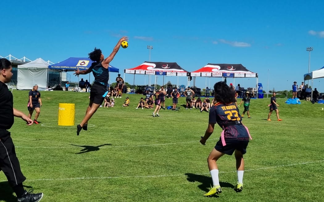 Rangitahi take part in Ki o Rahi, a traditional game.