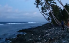 The shoreline along Tuvalu's Funafuti
