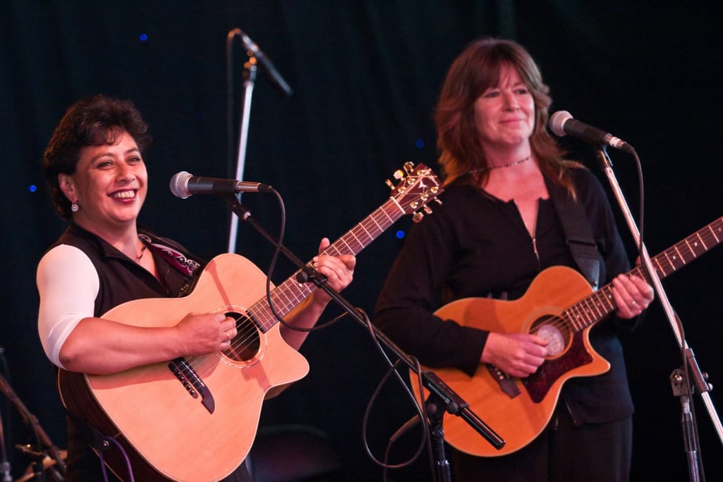 Mahinaarangi Tocker performs at the New Zealand International Arts Festival in Wellington, alongside Shona Laing