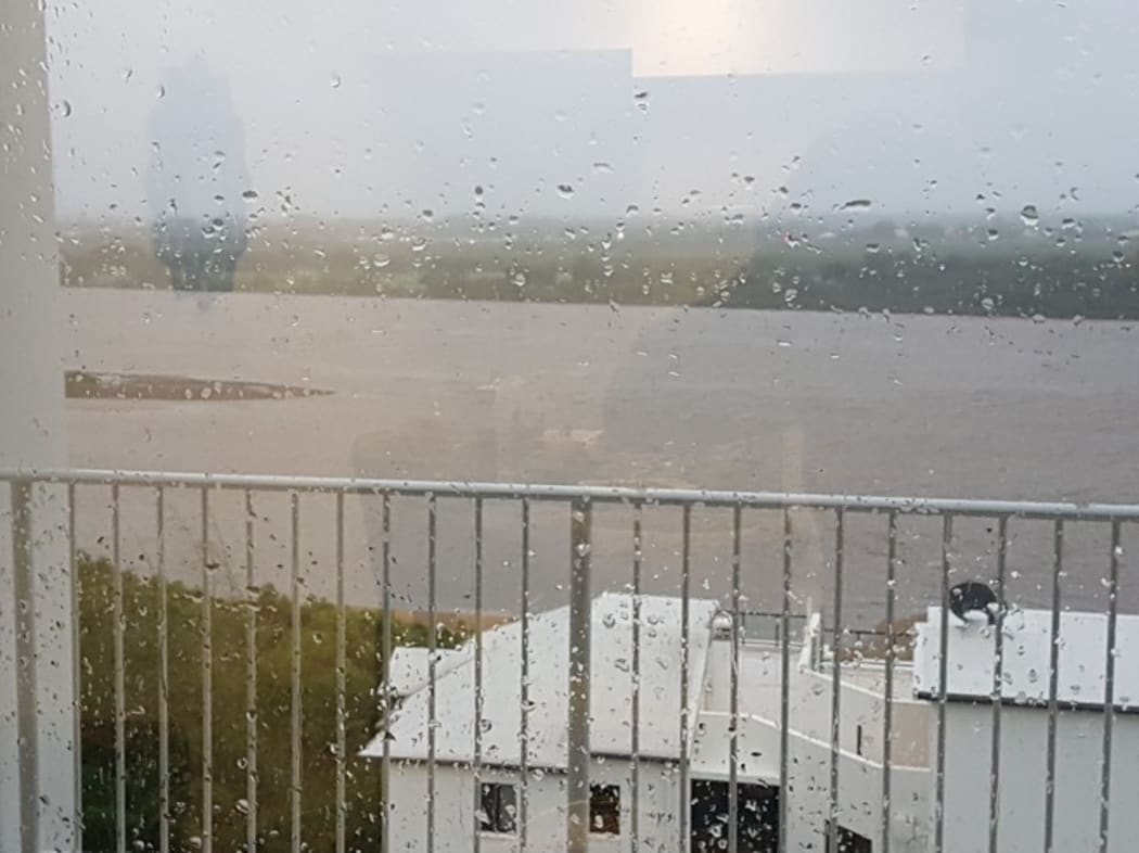 Storm clouds gather in Mackay as Cyclone Debbie threatens.