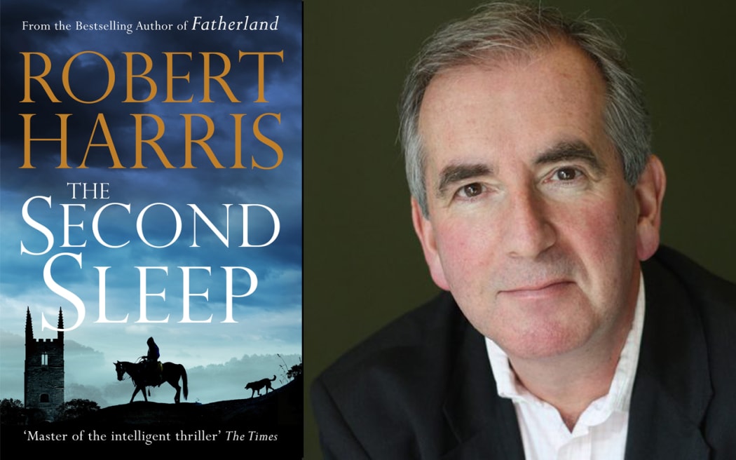 Best-selling author Robert Harris and the cover of his latest novel The Second Sleep.