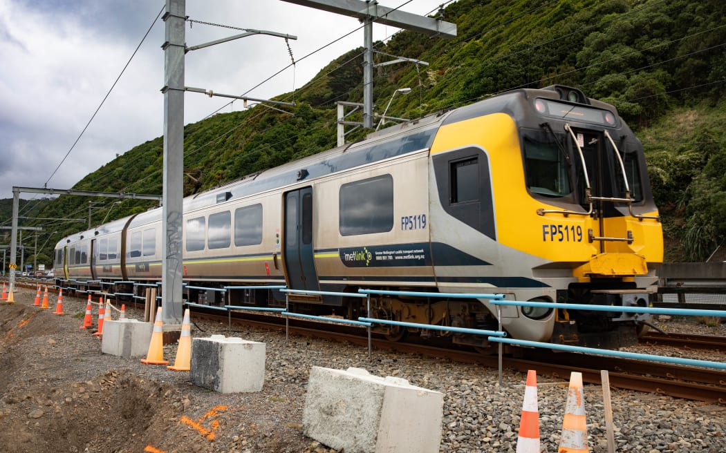 A train going by the site of Te Ara Tupua