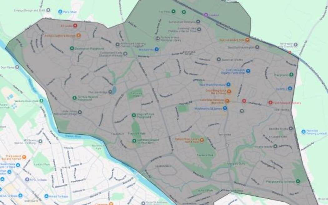 A map showing the area affected by the boil water notice.