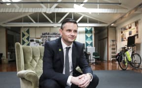 James Shaw at the Greens headquarters in Auckland.