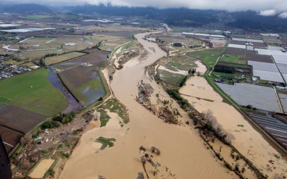 Aerial images showing the extent of flooding in Tasman.