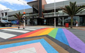 Tauranga's new rainbow crossing was installed in the city centre on 18 December 2024.