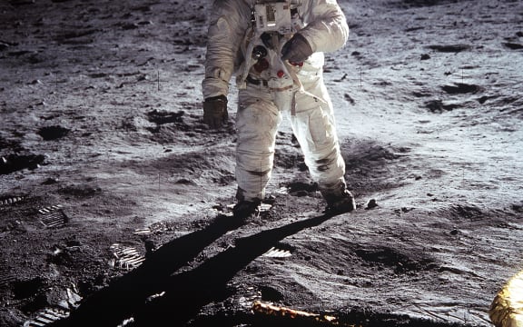 US Astronaut Buzz Aldrin, walking on the Moon July 20 1969. Taken during the first Lunar landing of the Apollo 11 space mission by NASA.World History Archive
