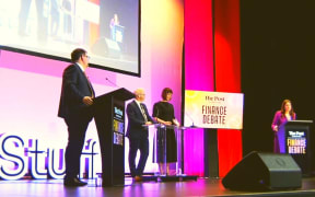 Nicola Willis and Grant Robertson at The Post's finance debate last Monday night.
