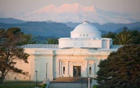 gallery and Ruapehu at sunset