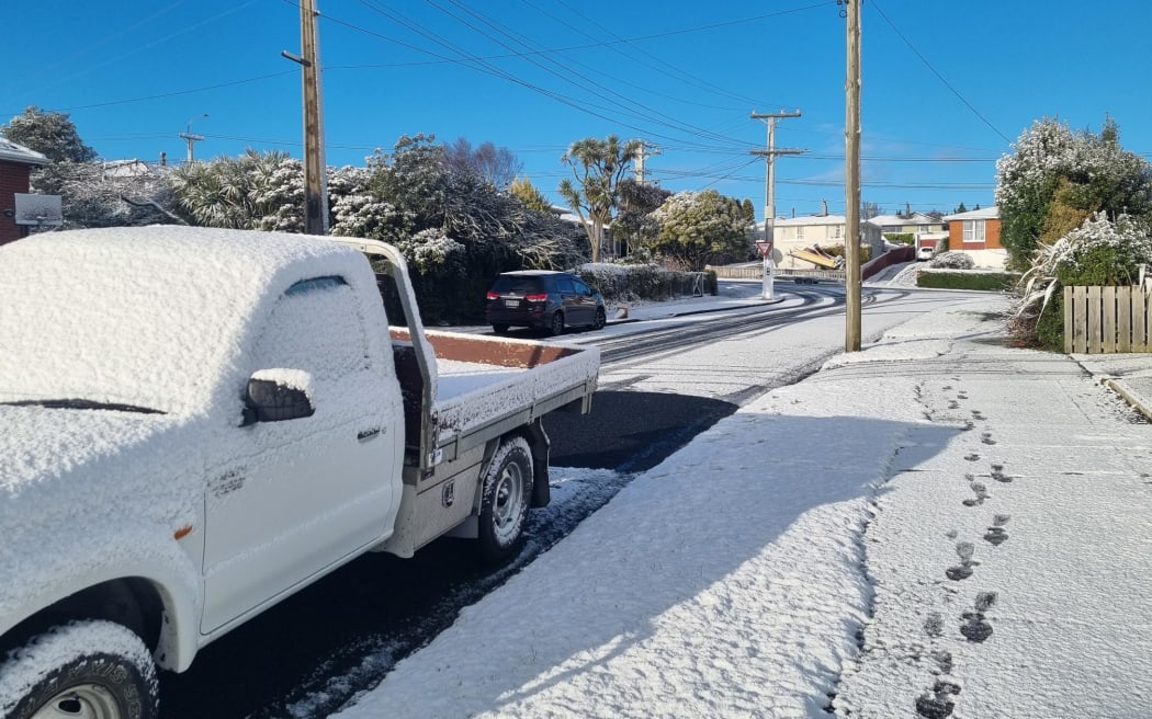 Snow and ice are making roads hazardous this morning in Dunedin.