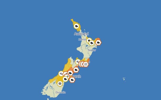 Snow, wind and rain warnings; some Cook Strait ferries cancelled | RNZ