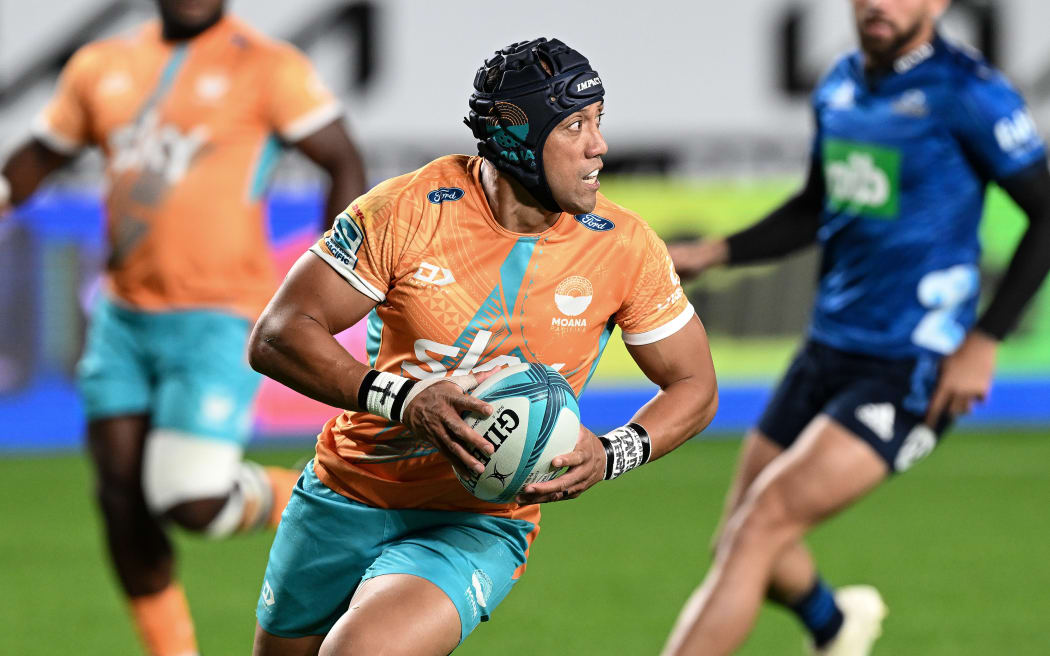 Christian Lealiifano of Moana Pasifika. Blues v Moana Pasifika, Round 11 of the Super Rugby Pacific competition at Eden Park, Auckland, New Zealand on Saturday 6 May 2023. Mandatory credit: Andrew Cornaga / www.photosport.nz