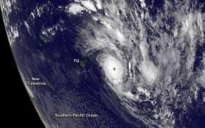 Cyclone Ian over the Tonga islands on Saturday.