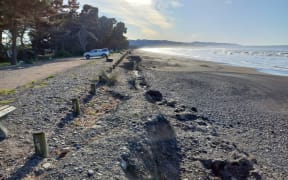 A new relocatable bund is proposed to replace this well-worn bund at Amberley Beach.