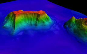 Digital imaging of two seamounts in the Louisville Seamount chain, off the east of the North Island.