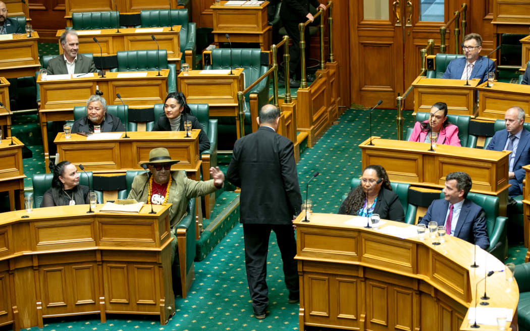 Willie Jackson gets kicked out of the House during the first reading of the Treaty Principles Bill on 14 November.
