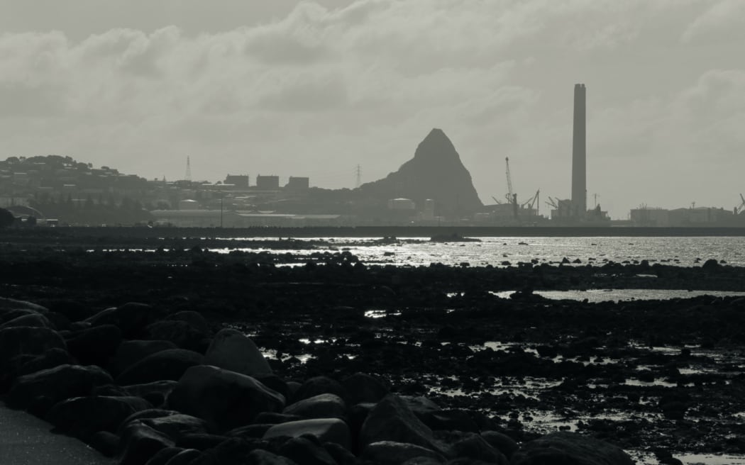 Paritutu Rock in New Plymouth, New Zealand.