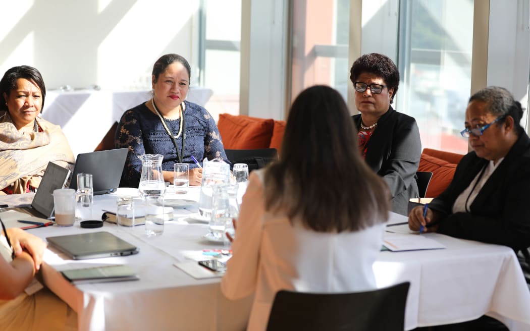 From left to right: Niue MP Mona Ainuu, Tonga MP Akosita Havili Lavulavu, Fiji MP Salote Radrodro, and Tonga MP Losaline Ma'asi.