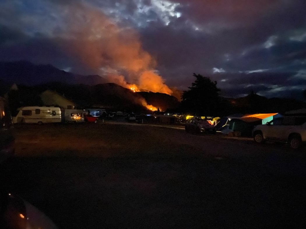 The fire as seen from the campground on Sunday night.