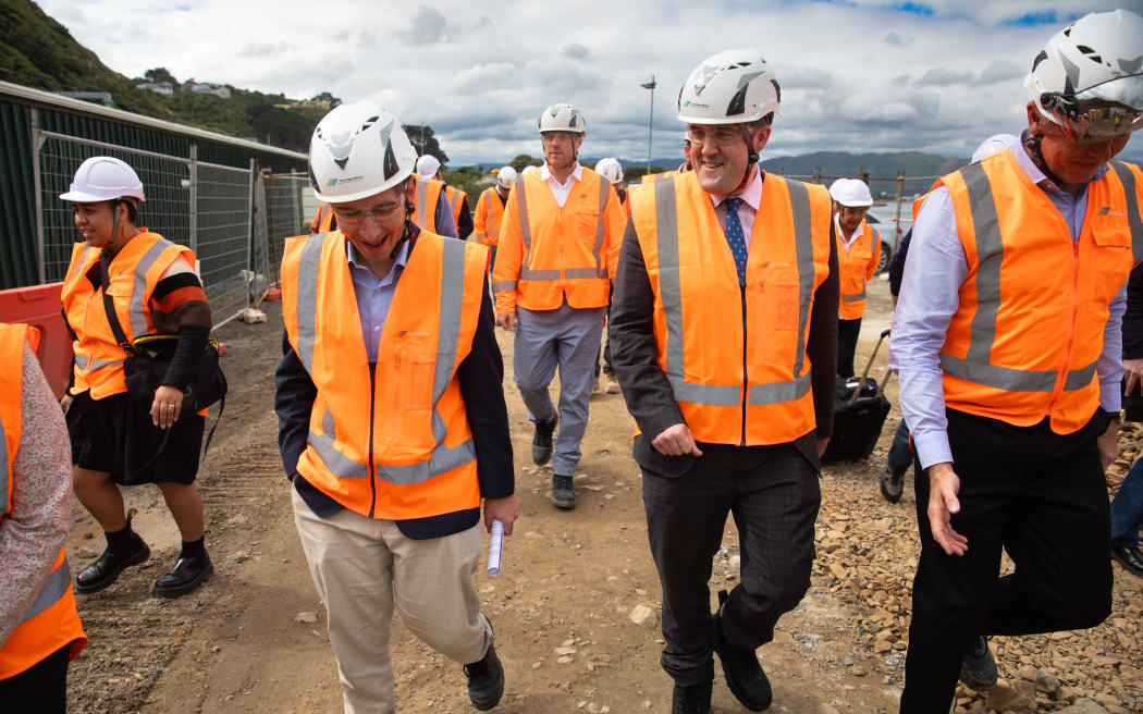 Chris Bishop and Simeon Brown at the site of Te Ara Tupua