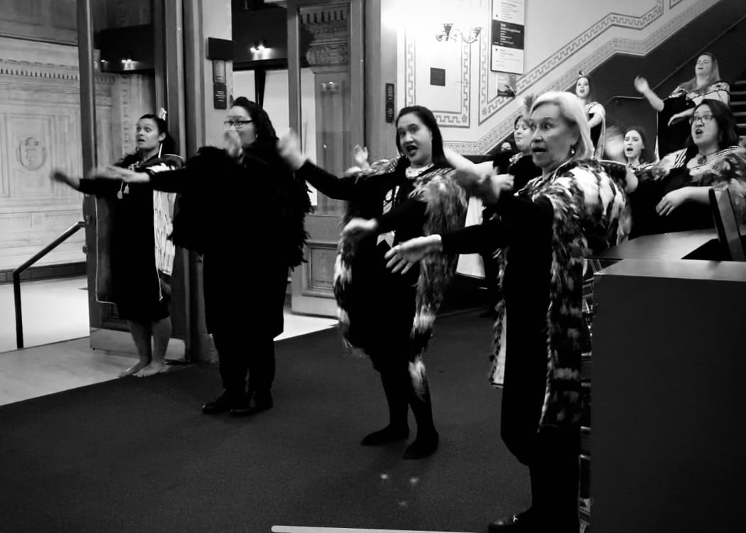 Members of the Ngāti Rānana London Māori Club at the Royal Albert Hall.