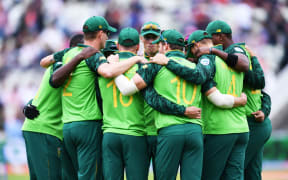 South Africa team huddle.