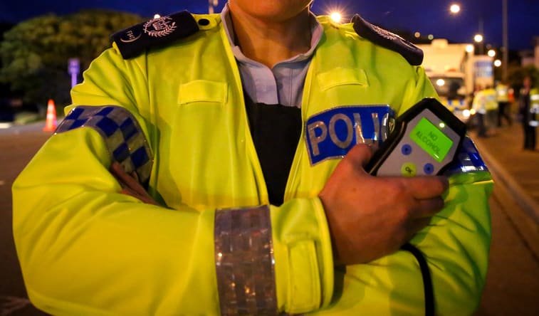 Senior Sergeant Tania van Ooyen at an alcohol checkpoint in Mana, Wellington.